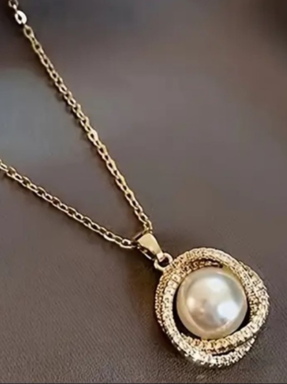 Gold Pearl Disc Pendant Necklace - Women Jewelry